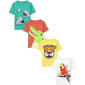 4-Pk The Children's Place Baby-Boys & Toddler Animals Short Sleeve Graphic T-Shirts $6.90