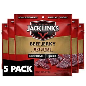 Select Accounts: 5-Pk 0.625-Oz Jack Link's Beef Jerky (Original) $4 w/ S&S