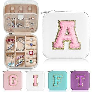 Parima Initial Travel Jewelry Case Organizer (White or Pink) $5