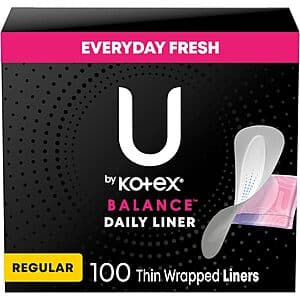 100-Count U by Kotex Balance Daily Panty Liners (Regular, Thin Wrapped) $2.10 w/ Subscribe & Save