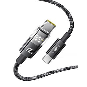 6.6' Baseus USB C 100W 5A Charging Cable w/ LED Display $9