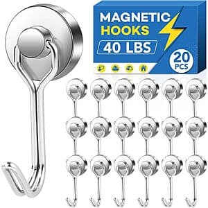 20-Pack LOVIMAG Magnetic Hooks (40lbs+) $10