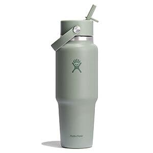 32-Oz Hydro Flask Wide Mouth Flex Straw Cap Travel Water Bottle (Agave) $21