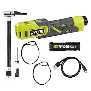 Ryobi USB Cordless Bike & Ball Pump Inflator Kit w/ 2Ah USB Battery $20 + Free S&H