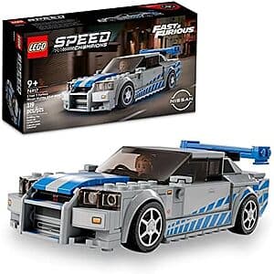 319-Piece LEGO 2 Fast 2 Furious Nissan Skyline GT-R (R34) Building Set $18