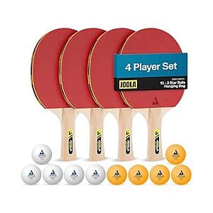 4-Pack JOOLA Family Premium Ping Pong Paddles Set w/ 10x 3 Star Balls & Case $20 + Free Shipping w/ Prime