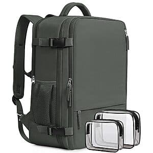 24L Beraliy Travel Waterproof Laptop Backpack w/ USB Charging Port (Olive Green) $20