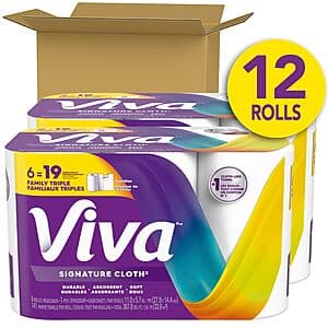 Select Accounts: 12-Pk 141-Sheets Viva Signature Triple Roll Cloth Paper Towels $20.05 w/ S&S