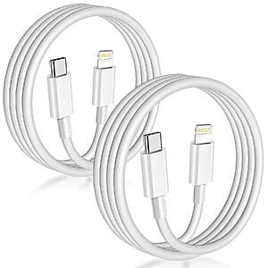 2-Pk 6' APFEN MFi Certified USB-C to Lightning Cables $3.20