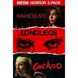 NEON Studios 3-Film Set: Longlegs, Cuckoo & Immaculate (2024) (4K UHD Digital) $15