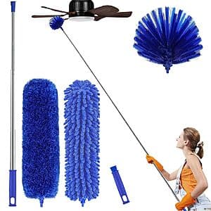 30"-81" Telescoping Ceiling Fan/ Cobweb Duster w/ 3 Washable Duster Heads (Blue) $8.59