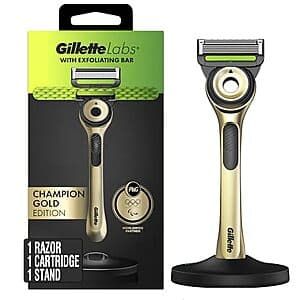 GilletteLabs with Exfoliating Bar Razor for Men w/ 1x Blade Refill (Champion Gold) 2 for $15