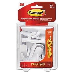 20-Count Command Utility Hooks w/ 24 Adhesive Strips (Medium) $6.75