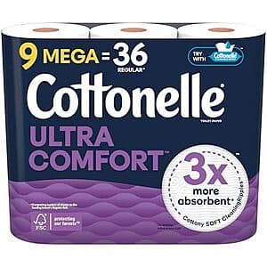 9-Pk 244-Sheets Cottonelle Ultra Comfort Mega Rolls Toilet Paper 2 for $14 w/ S&S