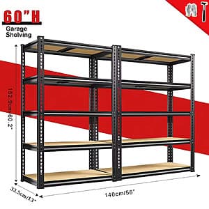 2-Pack HAGOO Adjustable Garage Storage Shelves (60" x 28" x 13") $40 & More + Free Shipping