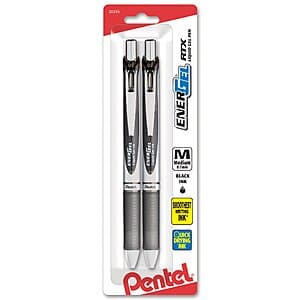 Two Pentel EnerGel RTX gel pens in 0.7mm width, available in Black or Blue ink.