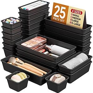 Prime Members: 25-Piece Plastic Drawer Organizer Set (Black) $12 + Free Shipping