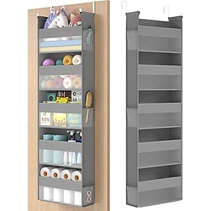 SONGMICS 5-Tier Over The Door Fabric Organizer w/ Pockets (Summer Sand/Dove Gray) $13 & More