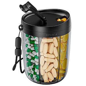 PULIV Large Pill Bottle Organizer w/ Anti-Mixing & Wide Opening Design (Black) $6.85 w/ Subscribe & Save