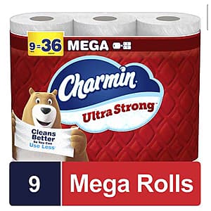Charmin Toilet Paper Rolls (Ultra Strong): 9-Ct Mega or 6-Ct Mega XL $6.30 each + Free Pickup on $10+