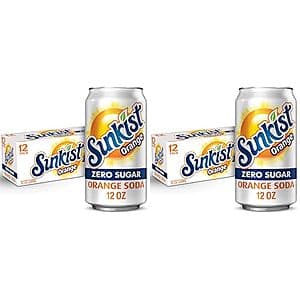 2-Pk 12-Ct 12-Oz Sunkist Zero Sugar Orange Soda $10