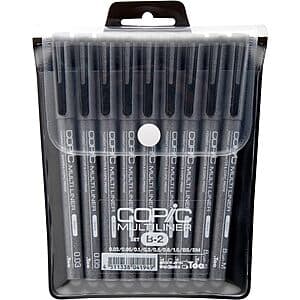 9-Piece Copic Markers Multiliner Inking Pen Set (Black, MLB2) $12.40