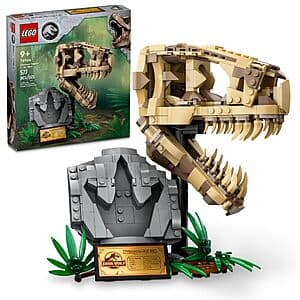 577-Piece LEGO Jurassic World Dinosaur Fossils: T. rex Skull Building Set $25