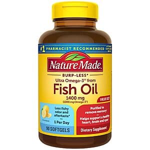 Select Accts: 90ct Nature Made Burp Less Ultra 1400mg Omega 3 Fish Oil Softgels $5.40 w/ Subscribe & Save