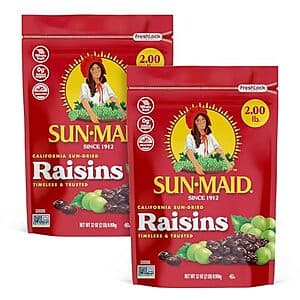 2-Pack 32-Oz Sun-Maid California Sun-Dried Raisins Resealable Bag $7.65 w/ Subscribe & Save