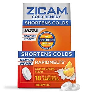 Select Accts: 18-Ct Zicam Ultra Cold Remedy Zinc Rapidmelts (Orange Cream) $4.35 w/ S&S