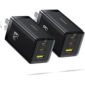 Prime Members: 2-pk 65W Baseus 3-Port USB-C Foldable Wall Charger Blocks $27 & More + Free S&H