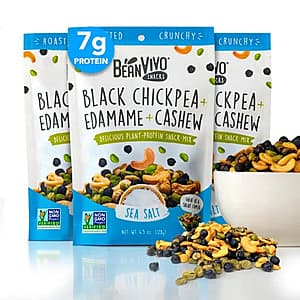 12-pack of BeanVIVO Snack Mix in Sea Salt flavor, each 4.5oz in size.