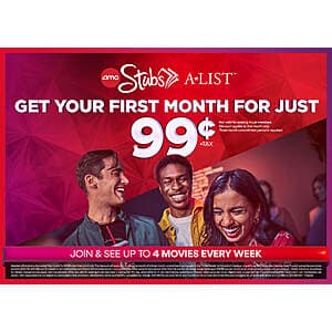 AMC Theatres: First Month of AMC Stubs A-List Membership $1 (Min. 3-Months Sign-Up Required)