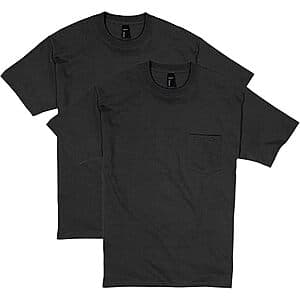 2-Pack Hanes Men's 100% Cotton Heavyweight Pocket T-Shirts (2 Colors) $8.55
