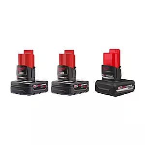 Milwaukee M12 12V Batteries: 2x 4Ah XC Extended Capacity + 1x 5Ah XC High Output $139 + Free Shipping