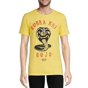 Cobra Kai Men's & Big Men's Graphic Tee Shirt (Yellow) $4.15