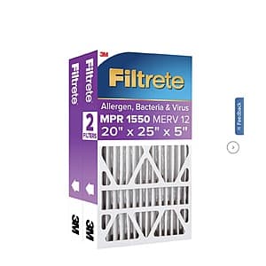 Costco Members: 2-Pk Filtrete 5" MPR 1550 MERV 12 Deep Pleat Air Filter (2 sizes) $37 + Free S&H
