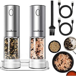 ThermoMaven Electric Salt & Pepper Grinder Set (White) $20 + Free Shipping