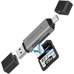 SABRENT USB 3.0 / Type-C microSD / SD Memory Card Reader (Speeds up to 5Gbps) $6.65