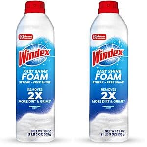 2-Pk 19-Oz Windex Fast Shine Foam Glass Cleaner $3.80 w/ S&S