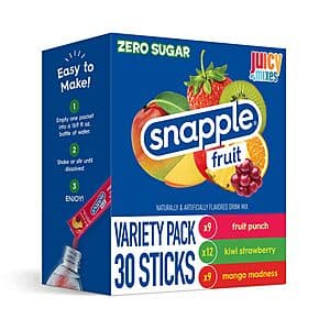 30-Pack Snapple Zero Sugar Powder Drink Mix (Variety Pack) $3.80 w/ Subscribe & Save