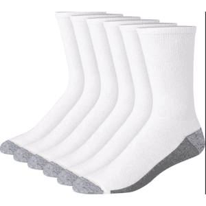 6-Pairs Hanes Men's Max Cushioned Crew Socks: Black $6.50, White $6.60