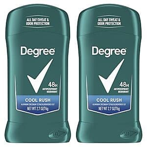 Select Accounts: 2-pk 2.7-oz Degree Men Original Antiperspirant Deodorant (Cool Rush) $3 w/ S&S