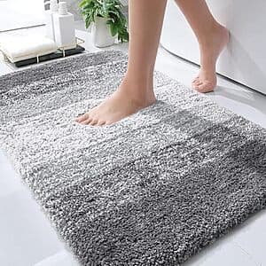 30" x 20" OLANLY Extra Soft Microfiber Non-Slip Absorbent Bath Rug (Grey) $9