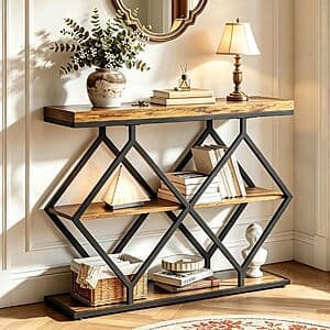 39" Garvee 3-Tier Rustic Entryway Console Table w/ Open Shelves & Metal Frame $55 + Free S&H