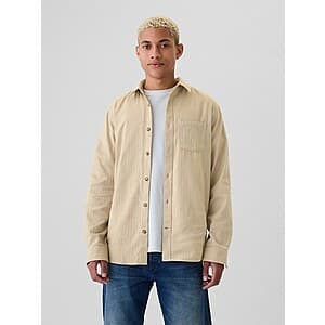 Gap: 40% off Sale Items + Extra 20% Off: Men's Organic Cotton Flannel Shirt (Khaki) $8.15 & More + Free S/H on $50+