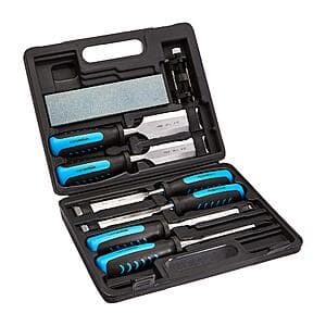 8-Pc Amazon Basics Wood Carving Chisel Set w/ Honing Guide, Sharpening Stone & Case $17.55