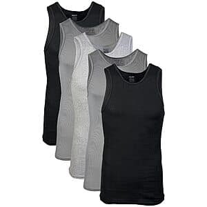 5-Pack Gildan Men's A-Shirt Tank Tops (Black / Grey / Charcoal, XX-Large Only) $8.80
