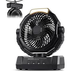 Prime: KopBeau 20000mAh Portable Battery Operated Camping Fan w/ LED Light $17.75