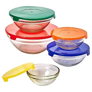 5-Piece Farberware Glass Storage Bowls with Plastic Lids $5 + $1 S/H